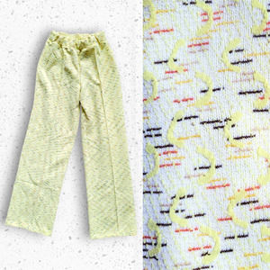 Vtg 60s Polyester Ladies Slacks Yellow Swizzle Pa… - image 1